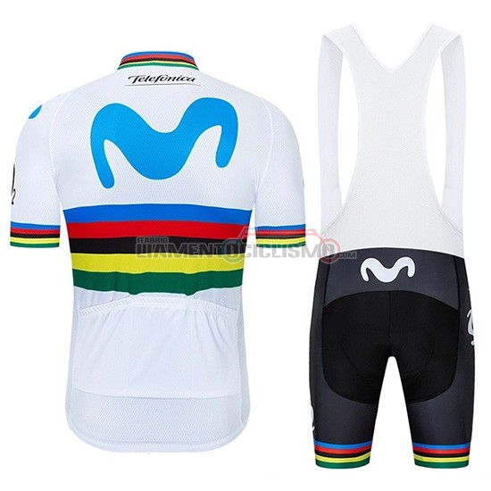 Abbigliamento Ciclismo UCI Mondo Campione Movistar Manica Corta 2019 Bianco